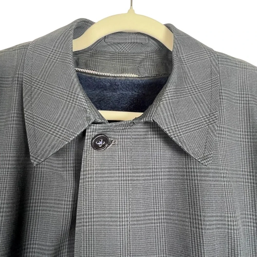 Vintage 1970s Towncraft Penn Prest Glen Plaid Car Coat Zip Out Liner‎ 42R Gray
